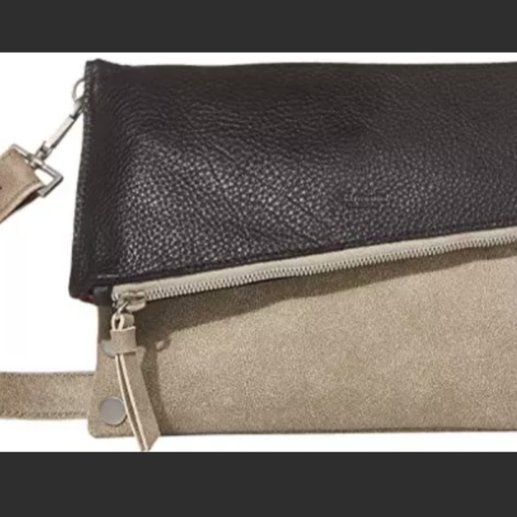 ❤️Hammitt Dillon Black Pewter Reversible 3 Way Clutch Crossbody leather Handbag - Picture 8 of 14